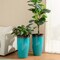 23.5"H Set of 4 Oversized Gradient Turquoise Faux Ceramic Tall Plastic Planter